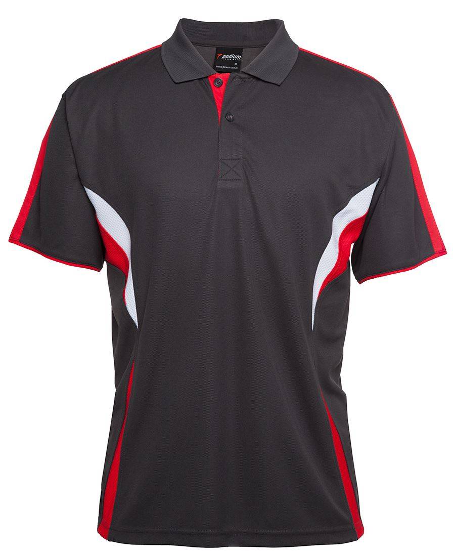 JBs Cool Polo Shirt Breathable Gunmetal Red White