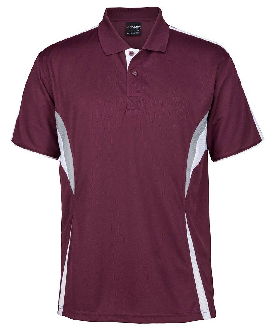 JBs Cool Polo Shirt Maroon / White / Grey