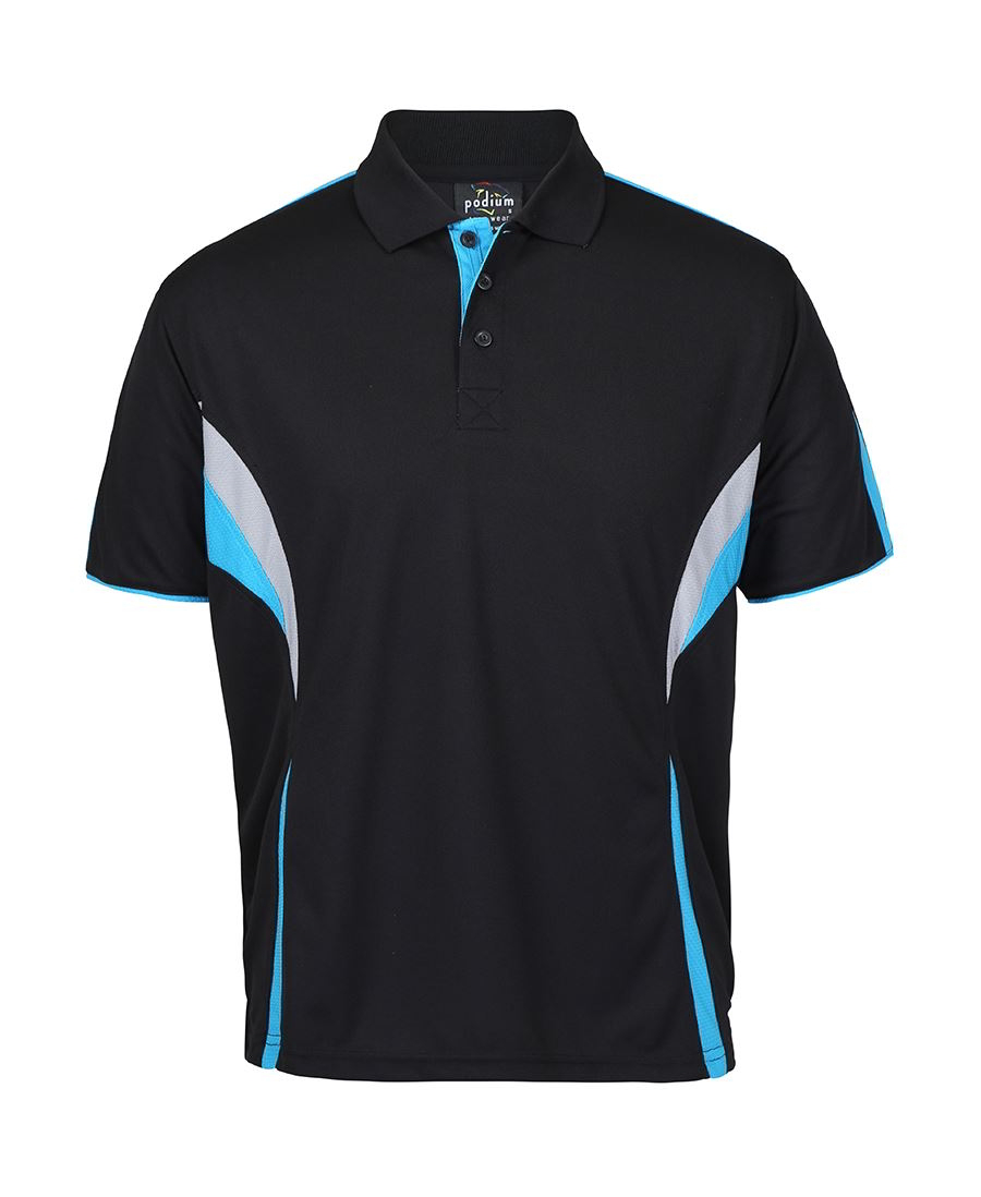 JBs Cool Polo Shirt Black Aqua Grey