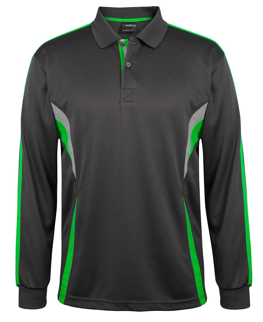 JBs Cool Polo Shirt Long Sleeve Charcoal Green Grey