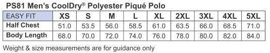 Curra Mens Size chart