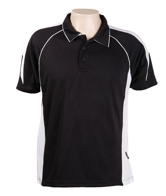 Black / White  334 Olympikool Polo shirts, Cool dry, breathable, light weight, Mens, Ladies, Kids