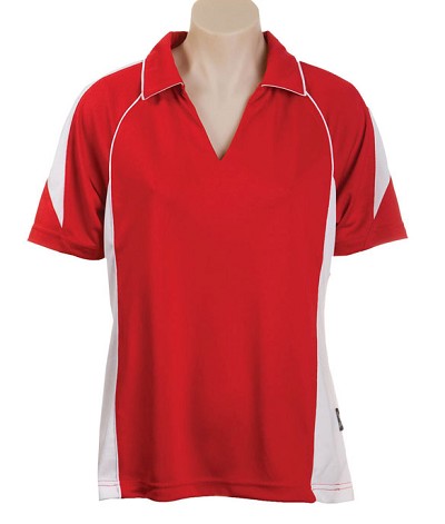 Red / White 334 Olympikool Polo shirts, Cool dry, breathable, light weight, Mens, Ladies, Kids