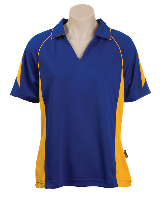 Royal / Gold 334 Olympikool Polo shirts, Cool dry, breathable, light weight, Mens, Ladies, Kids