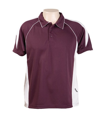 burgundy White334 Olympikool Polo shirts, Cool dry, breathable, light weight, Mens, Ladies, Kids