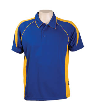 Royal / Gold 334 Olympikool Polo shirts, Cool dry, breathable, light weight, Mens, Ladies, Kids