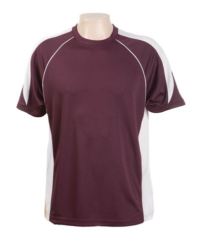 burgundy White Olympikool T-shirts, Cool dry, breathable, light weight, Mens, Ladies,