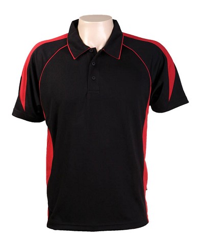 Black Red 334 Olympikool Polo shirts, Cool dry, breathable, light weight, Mens, Ladies, Kids