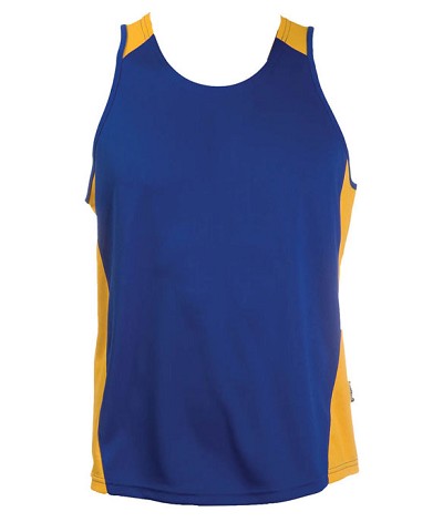 Royal / Gold Olympikool Singlets Cool dry, breathable, light weight, Mens, Ladies,