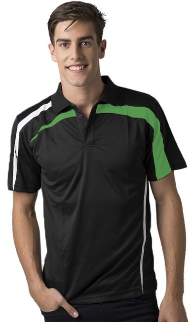 Black White Emerald , Marcoola Cool Dry Polo Shirt       165gsm, 100%  polyester Cool Dry fabric     Breathable  micromesh moisture management     Draws Sweat from Body, Quick Dry