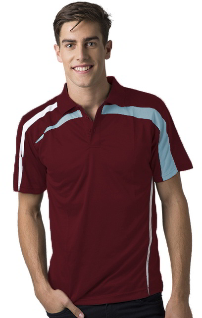 Burgundy White Sky, Marcoola Cool Dry Polo Shirt       165gsm, 100%  polyester Cool Dry fabric     Breathable  micromesh moisture management     Draws Sweat from Body, Quick Dry