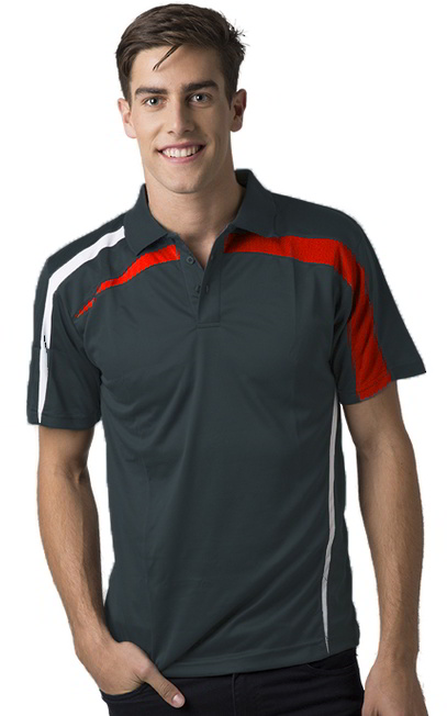 Dark Green / White / Red , Marcoola Cool Dry Polo Shirt       165gsm, 100%  polyester Cool Dry fabric     Breathable  micromesh moisture management     Draws Sweat from Body, Quick Dry