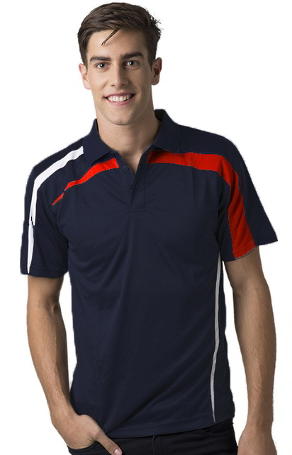 Navy White Red, Marcoola Cool Dry Polo Shirt       165gsm, 100%  polyester Cool Dry fabric     Breathable  micromesh moisture management     Draws Sweat from Body, Quick Dry