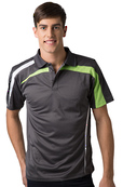 Charcoal Lime White, Marcoola Cool Dry Polo Shirt       165gsm, 100%  polyester Cool Dry fabric     Breathable  micromesh moisture management     Draws Sweat from Body, Quick Dry