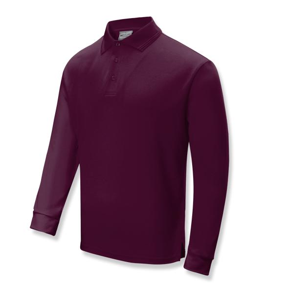 Burgungy Long Sleeve , 160gsm Breezeway polo 100% breezeway  polyester, Micromesh fabric designed to be quick dry with sun protection and Anti-Bacterial treatment Breezeway technology draws moisture away from the body and maximizes the air ventilation’ always keeps you dry and fresh.