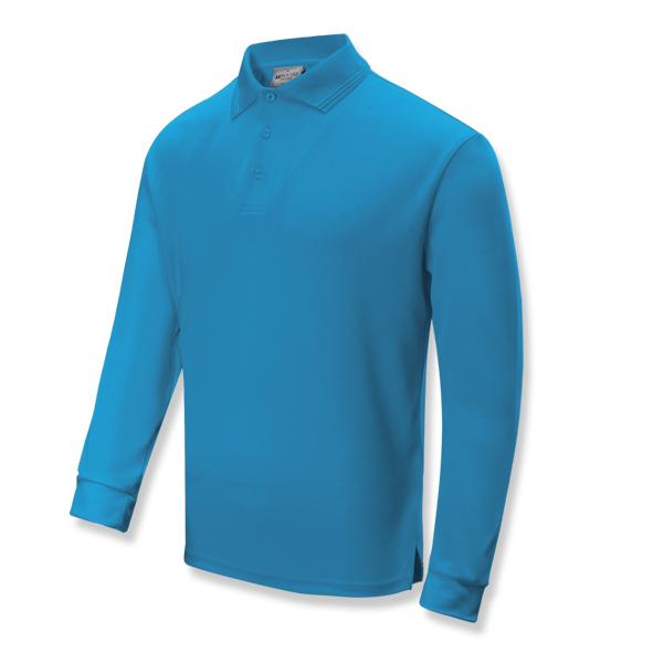 Cyan Long Sleeve , 160gsm Breezeway polo 100% breezeway  polyester, Micromesh fabric designed to be quick dry with sun protection and Anti-Bacterial treatment Breezeway technology draws moisture away from the body and maximizes the air ventilation’ always keeps you dry and fresh.