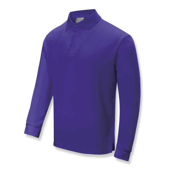 Purple Long Sleeve  Polo shirt, Micro mesh, 160gsm Breezeway polo 100% breezeway  polyester, Micromesh fabric designed to be quick dry with sun protection and Anti-Bacterial treatment Breezeway technology draws moisture away from the body and maximizes the air ventilation’ always keeps you dry and fresh.